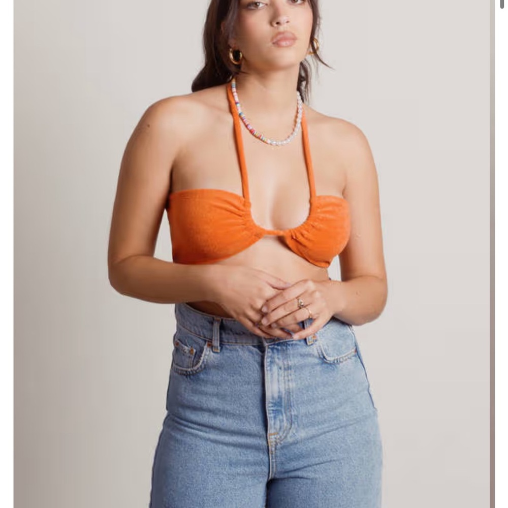 Orange Terrycloth Halter Top